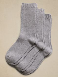 Cozy Sock with a Touch of Cashmere 3-Pack | Banana Republic Cashmere Bed Socks, Cozy Socks, Packing Light, At The Top, Heather Gray, Socks Women, Heather Grey, Banana Republic, The Top