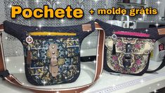 two purses sitting side by side on top of a counter with the words pochete and mode gratis