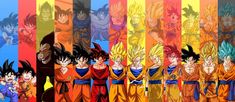 dragon ball wallpapers with many different colors and characters in the same line up