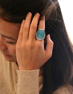 Stunning blue chalcedony cocktail ring in sterling silver. Modern, unique  and high fashion ring.. $58.00, via Etsy. Modern Blue Moonstone Gemstone Ring, Modern Blue Moonstone Ring, Unique Cocktails, Fashion Ring, Together Forever, Blue Chalcedony, Cocktail Ring, Druzy Ring, Cocktail Rings