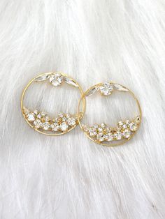 Hoop Earrings Bridal Hoop Earrings Swarovski White by iloniti Pierced Hoop Earrings For Wedding, Gold Halo Earrings For Party, Small Hoop Earrings For Wedding, White Hoop Earrings With Halo For Wedding, Small Hoop Pierced Earrings For Wedding, Gold Dangle Hoop Earrings With Halo Design, White Hoop Earrings For Wedding, Small Hoop Halo Earrings For Wedding, Small Hoop Halo Wedding Earrings