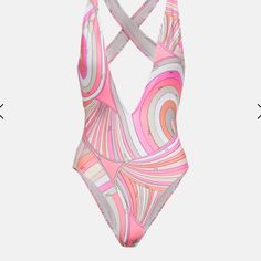 Only Worn Once For Photoshoot Medium I Am 175 Pounds And The Medium Fit A Little Lose , So If Your A Large You Maybe Able To Fit Racerback Swimsuit, Pucci Vintage, Pucci Print, Strapless Swimsuit, Pink Swimsuit, Print Swimsuit, Swimsuits Halter, Emilio Pucci, Ballet Flat Shoes