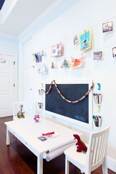 a white table and chairs in a room