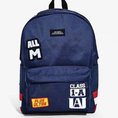 Probably Not, But Doesn't Mean You Can't Go Plus Ultra, Too. This Backpack From My Hero Academia Will Have You Ready For Your Classes At U.A. High School. Features Front Zipper Pocket, Side Water Bottle Pockets, Interior Laptop Sleeve, Padded Back And Adjustable Padded Straps. Polyester 5" X 12" X 17" Imported Back To School Blue Softback Shoulder Bag, Blue Backpack For College And Back To School, Blue College Backpack For Back To School, Blue Bags For Back To School, Casual Bags For College And Back To School, Sporty Shoulder Bag For School In Backpack Style, Casual College Rectangular Bag, Casual Rectangular College Bags, Blue Backpack For Students