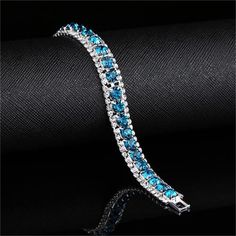 Fashion Element: Starry Sky Style: Simple Luxury Blue Diamond Bracelet For Formal Events, Blue Bracelets With Diamond Accents For Gift, Exquisite Blue Wedding Bracelet, Elegant Blue Cubic Zirconia Bracelet, Elegant Blue Cubic Zirconia Crystal Bracelet, Light Blue Roses, White Lake, Champagne Color, Blue Rose