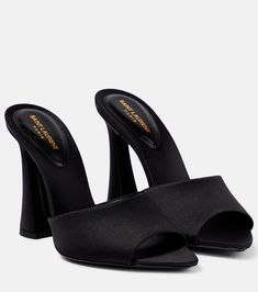 Suite 105 Satin Sandals in Black - Saint Laurent | Mytheresa Satin Sandals, Dr Shoes, Shoes Heels Classy, Heels Classy, Fancy Shoes, Shoe Inspo, Aesthetic Shoes, Elegant Shoes, Saint Laurent Shoes