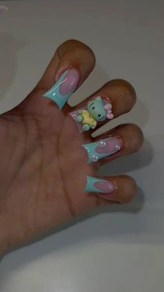 Acrylic Nails Without Rhinestones, Girly Acrylic Nails, Exotic Nails