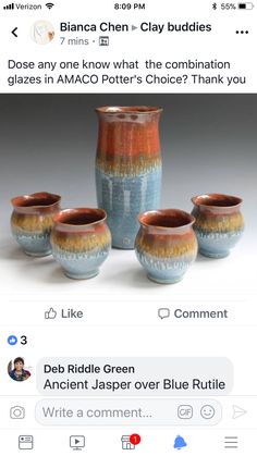 a group of vases sitting next to each other