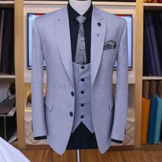 silver grey three piece suit for wedding, gray 3 piece suit Grey Three Piece Suit, Grey 3 Piece Suit, Waistcoat Designs, Formal Attire For Men, Groom And Groomsmen Suits, Stylish Mens Suits, Double Breasted Waistcoat, Custom Made Suits, Suit Shirt