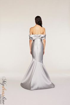 Looking for a show-stopping evening gown? Check out the Frascara 4231 Off-the-shoulder Gown. This gorgeous dress features a draped bodice and sleeve detail with an assymetrical bow. The mermaid silhouette is flattering and the hidden back zipper makes for easy on and off. Plus, the satin lining ensures a comfortable fit. 87% polyester, 13% silk. Elegant Silk Ball Gown Evening Dress, Luxury Satin Finish Formal Gown, Luxury Satin Finish Gown For Formal Occasions, Elegant Gown With Lined Bodice For Gala, Evening Dress With Bow And Sweetheart Neckline, Elegant Strapless Dress With Bow For Evening, Elegant Evening Strapless Dress With Bow, Elegant Strapless Evening Dress With Bow, Elegant Silk Evening Dress For Prom