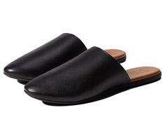 Miz Mooz Rachelle - Women's Flat Shoes : Black : The Miz Mooz Rachelle shoes are the perfect pop of color for any outfit. Slide on style mules. Slightly pointed toe silhouette. Leather uppers, linings, and insoles. Man-made outsoles. Imported. Measurements: Weight: 5 oz Product measurements were taken using size EU 38 (US Women's 7.5-8), width B - Medium. Please note that measurements may vary by size. Weight of footwear is based on a single item, not a pair. Black Almond Toe Slip-ons With Cushioned Footbed, Black Almond Toe Slip-ons With Removable Insole, Classic Black Mules With Textured Sole, Black Cushioned Slip-ons With Almond Toe, Black Leather Slippers With Almond Toe, Black Leather Almond Toe Slippers, Black Leather Footbed Slippers For Formal Occasions, Black Sandals With Rubber Sole And Almond Toe, Black Synthetic Flats With Leather Sole