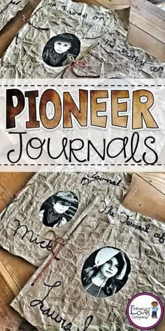 a collage of photos with the words pioneers journals on it and an image of a woman's face