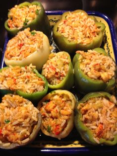 stuffed bell peppers filled with rice and vegetables