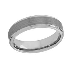 men's wedding band in white gold with satin finish and beveled edges