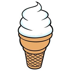 an ice cream cone with white icing on top, in a cartoon style royalty illustration