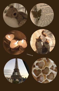 the collage has pictures of cats and candles in different places around the world, including the eiffel tower