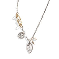 About This Personalized Piece Included: One 17" Sterling Silver Cable Chain with a yellow gold plated snake clasp, two charms and two 3mm genuine stones (quartz & labradorite) Charm Metal: Sterling Silver Charm Measurements & Character Personalization Allotment: Round - 1/2" (1Character), Teardrop - 1/2" x 1" (5 Characters) Stone: Two 3mm genuine stone charms - clear quartz and grey labradorite Additional Charms: To add additional charms, please use the A La Carte option Sisters Jewelry, Golden Snake, Silver Charm Necklace, Sister Jewelry, Engraved Pendant, Symbolic Jewelry, Charm Necklace Silver, Snake Necklace, Three Sisters