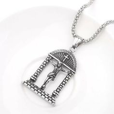 Mens Silver Jesus Christ Pendant Necklace Catholic Christian Jewelry Chain 24" | eBay Jesus Christ Cross, Christ Cross, Jesus Necklace, Jewelry Chain, Christian Jewelry, Men's Necklace, Religious Jewelry, Cross Pendant Necklace, Jewelry Silver