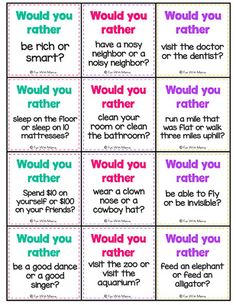 some words that say would you rather be able to use them in the classroom?