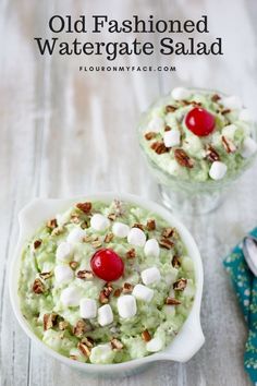 old fashioned watergate salad with cherries and marshmallows