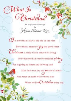 a christmas poem with holly and mists on the border, which reads what is christmas?