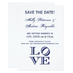 the save the date card is printed on white paper