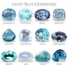 Precious Stones Chart, Light Blue Gemstone, Gemstones Chart, Natural Blue Diamond, Blue Stones Jewelry, Jewelry Knowledge, Shades Of Light Blue, Blue Diamonds, Shades Of Light