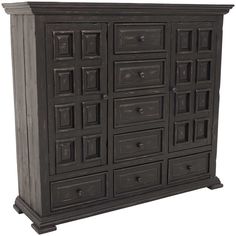 a black cabinet with many drawers on it