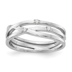 a white gold ring with three diamonds