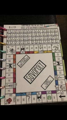 a monopoly board game is shown with markers