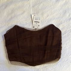 Brand New With Tags! Chocolate Brown Color Perfect For Fall! Tulle Style Corset! Brown Zara Top For Party, Zara Brown Party Tops, Elegant Brown Crop Top For Summer, Elegant Brown Crop Top For Spring, Zara Corset Top, Style Corset, Chocolate Brown Color, Chocolate Brown Colour, Corset Top