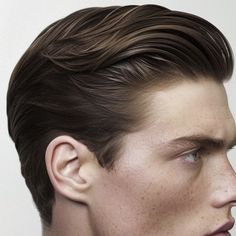 Sleek Mens Hairstyles, Coiffed Hair Men, Hairstyles For Guys With Big Foreheads, Sharp Facial Features Man, Classic Men Hairstyle, Slicked Back Hairstyles Men, Medium Slick Back Hair Men, Slick Back Mens Hair, Grooms Hairstyle