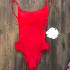 Pamela Andersen Style Red Bathing Suit Red Bathing Suit Outfit, Red Bathing Suit, Pamela Andersen, Red One Piece Swimsuit, Red Bathing Suits, Suit Outfit, Red One Piece, Solid And Striped, Blue One Piece