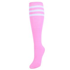 These extremely soft and colorful knee-high striped socks are the perfect match to completing a cool and trendy look. Six impressive colors to choose from, these socks have the right amount of spandex to prevent slipping and slouching. Fits shoe sizes 5-10. Made of 75%Acrylic, 15% Nylon, 10% Spandex Comfortable Knee-high Pink Socks, Comfortable Pink Knee-high Socks, Trendy Striped Socks For Spring, Pink Stretch Knee-high Socks, Striped Knee-high Socks For Stocking Stuffers, Trendy Sports Socks For Spring, Comfortable Stretch Pink Knee-high Socks, Pink Knee-high Sports Socks, Trendy Pink Knee-high Socks For Spring