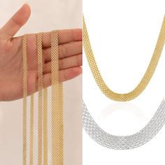 The 14k Gold Italian Mesh Chain Necklace provides timeless beauty and attractiveness. It's made of 14 carat gold and has an 8mm Bismarck chain, which is known for its intricate and classic design. The thick mesh chain emphasizes the necklace's vintage appeal, providing a rich, antique appearance that adds a touch of sophistication to any outfit. The necklace, which incorporates the delicate style of Italian craftsmanship, is a beacon of elegance and endurance. It's an excellent pick for those who appreciate classic, timeless pieces with a vintage feel. ◖ P R O P E R T I E S ◗ * Material: 14k Gold (100% real, not plated, not filled) * Handmade Jewelry * Weight (for 17"): Size #1: 4,1gr Size #2: 5,5gr Size #3: 7,6gr Please contact me for different lengths other than listed. Thank you! ◖ D I Italian Craftsmanship, Vintage Style Jewellery, 14k Gold Necklace, Anniversary Gift For Her, Pendant Design, Necklace Sizes, Style Jewelry, Chain Styles, Vintage Necklace