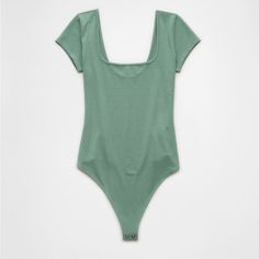 Super Cute Green American Eagle Body Suit New With Tags!! Trendy Cotton Bodysuit With Scoop Neck, Casual Green Stretch Bodysuit, Casual Stretch One-piece Bodysuit, Green Scoop Neck Bodysuit For Spring, Casual Solid One-piece Bodysuit, Casual Fitted One-piece Bodysuit, Basic Summer Bodysuit For Loungewear, Trendy Cotton Scoop Neck Bodysuit, Casual Solid Scoop Neck Bodysuit