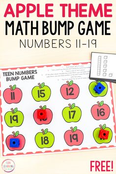 an apple themed math game with numbers 1 - 10