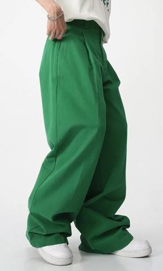 Introducing a style staple for the modern-day soft boy—high-waisted pants that marry comfort and flair. Available in shades like green, pink, and black, these trousers offer a versatile color palette to fit your mood. The high waistline elongates your frame, while the zip and button fastening ensure a snug, adjustable fit. Men's pants Soft boy aesthetic High waist Zip & button fastening 4 pockets Wide leg Baggy High Waist Baggy Pants, Soft Boy Aesthetic, Fall Sweaters For Women, Aesthetic Clothing Stores, Denim Hoodie, Jogger Pants Casual, Like Green, Streetwear Grunge, Soft Boy