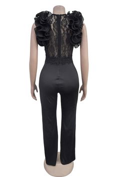 Add a touch of playful elegance to your wardrobe with our Ruffle Sleeve Lacy Jumpsuit! The delicate lace and feminine ruffle sleeves make this jumpsuit perfect for any occasion. Embrace your unique style and stand out from the crowd with this chic and versatile piece. Decoration Zip Up , Lace Length Floor-Length Style Casual Fabric Type Blended fabrics , Lace Material Polyester , Spandex Neckline V-Neck Pattern Type Patchwork Sleeve Length Sleeveless Season Summer Fabric Slight Stretch Size Bust Patchwork Sleeve, Lace Material, Summer Fabrics, Ruffle Sleeves, Neck Pattern, Season Summer, Polyester Spandex, Floor Length, Unique Style