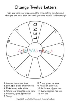 a wheel with the words'change twelve letters'in each letter, and an image of