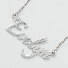 This personalized name necklace is the perfect gift for any occasion! A charming piece that's perfect for customizing with a name, nickname, or inspiring word, this name necklace looks amazing on its own or layered with other necklaces to create trendy appeal. Chain Type: Box ChainMaterial: Copper Silver Name Necklace For Personalized Gift, Silver Personalized Nameplate Necklace, Personalized Silver Name Necklace, Silver Classic Personalized Name Necklace, Silver Classic Name Necklace, Personalized Silver Nameplate Necklace, Silver Classic Customized Name Necklace, Classic Silver Customized Name Necklace, Personalized Custom Name Necklace