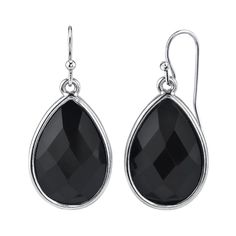 These exquisite silver tone and rich black faceted earrings are brilliant. A style staple that adds vintage elegance to any leisure day outfit can also be worn for your formal special events. These drop pierced earrings are a true vintage-style in their pear-shape design.EARRING DETAILS Dimensions: 1.33 in. x 0.63 in. Backings: fishhook Metal: alloy Plating: silver tone Finish: polished Not appropriate for children 12 years old and younger. Size: One Size. Gender: female. Age Group: adult. Formal Faceted Teardrop Earrings, Elegant Nickel-free Teardrop Earrings For Formal Occasions, Elegant Silver Faceted Teardrop Earrings, Elegant Black Faceted Earrings, Silver Earrings Online, Simple Silver Jewelry, Silver Jewelry Diy, Silver Jewelry Box, 1928 Jewelry