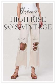 Blushing High Rise 90's Vintage Crop Jeans by Posh Mercantile | We dress the everyday woman to feel her most Posh self | Located in Austin, TX | Keep Poshin' it. Add a touch of vintage flair to your wardrobe with our Blushing straight jeans. Made from non stretch denim, these super high rise waist jeans feature distressed details and a raw hem for a perfectly lived in look. Shop now! 90s vintage denim, mom jeans, retro high waisted, vintage blue jeans, timeless denim style, grunge fashion Spring High Rise Mom Jeans, Mid-rise Distressed Flare Jeans For Summer, Trendy Distressed Cropped Jeans For Fall, Vintage Flare Jeans With Frayed Hem For Spring, Spring Vintage Flare Jeans With Frayed Hem, Vintage Flare Jeans With Frayed Hem For Fall, Ripped Cropped Jeans For Fall, Spring Distressed Mom Fit Bottoms, Distressed Cutoff Cropped Jeans For Summer