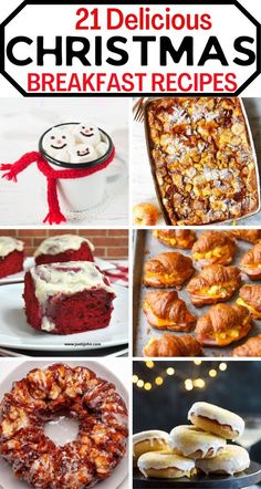 twelve delicious christmas breakfast recipes with text overlay