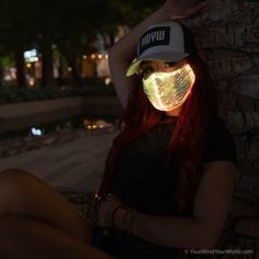 Light Up Mask by YMYW Brand - WHITE  - high density fiber optic fabric  - very comfy - easy hand-washable  - USB rechargeable battery - glows in 7 different colors and 3 different modes Led Jacket, Outdoor Activities For Adults, Cool Mask, Scary Halloween Masks, Rave Outfits Edc, Rave Mask, Rave Accessories, Female Mask, Rave Clothing