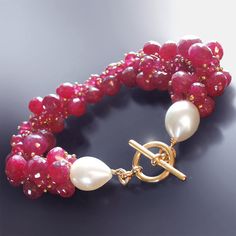 Custom Made to Order - 14k Ruby Bracelet with Pearls Kiss Me Kate, Bracelet With Pearls, Pearl Clasp, Ruby Bracelet, Precious Gemstones Jewelry, Interlaken, Star Crossed, Ruby Beads, Premier Designs Jewelry