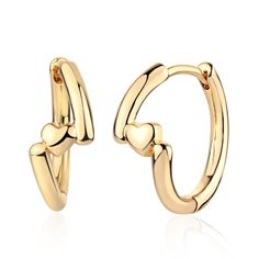 PRICES MAY VARY. MINIMALIST STYLE: Dainty heart gold hoop earrings. Wearing it alone will make you look cute, or stack it together with other earrings to get a perfect look. TOP QUALITY: The huggie earrings are made of brass plated 14k gold. Dainty and high quality but personalized. No lead and nickel. Hypoallergenic，Long lasting. And won’t turn your ear green. Safe to wear on your everyday. CRAFT: Three times gold plated process to makes the earrings bright, strong coloring and no fading. Tip: Women Gold Jewelry, Gold Hoop Earring, Cubic Zirconia Hoop Earrings, Earrings Dangle Simple, Dainty Hoop Earrings, Sleeper Earrings, Heart Hoop Earrings, Womens Jewelry, Earring Crafts