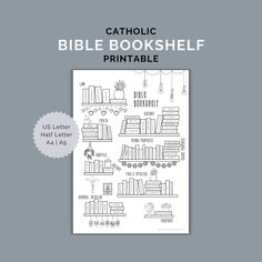 This simple Bible bookshelf reading tracker is a wonderful way to not only track your progress but also keep you motivated as you color in book after book of the Bible. There is something innately satisfying about watching the bookcase be filled in! This printable includes the deuterocanonical books of the Catholic bible! You'll get instant access to a PDF file in FOUR SIZES. Can be printed or used digitally (YES! We are compatible with GoodNotes All listings are copyrighted Forever Graceful Co. Books Of The Bible Bookshelf, Book By Book Bible Blueprints, Bible Bookshelf Tracker, Printable Bible Reading Tracker, Catholic Books Of The Bible Printable, Deuterocanonical Books, Catholic Bible, Catholic Books, Bible Study Plans