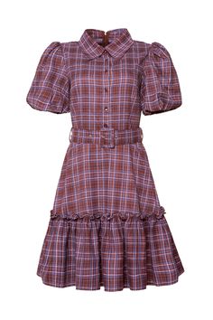 Your new favorite fall dress is here! Say hello to the Virginia Dress in Plaid! Made with soft 100% cotton fabric, and features a v-neckline with a classy collar, and short puff sleeves with an elastic closure. The knee-length skirt has a playful ruffle hem and practical pockets. Plus, the pull-over style with functional buttons make it nursing friendly. This women's dress proves you never have to sacrifice comfort for style. Perfect for family matching. Fitted Puff Sleeve Dress With Ruffle Hem, Cotton Midi Dress With Ruffles And Short Sleeves, Short Sleeve Puff Dress With Ruffles For Daywear, Knee-length Puff Sleeve Dress With Ruffles For Daywear, Chic Cotton Puff Sleeve Dress For Fall, Cotton Midi Dress With Ruffle Hem And Short Sleeves, Fall Midi Puff Sleeve Dress With Ruffles, Fall Midi-length Puff Sleeve Dress With Ruffles, Fall Puff Sleeve Midi Dress With Ruffles