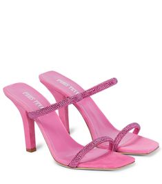 Paris Texas' Holly Linda 95 sandals are the party-ready style we're adding to the top of our wishlist. They're crafted in Italy from striking pink leather and suede with dazzling crystal-embellished straps. Pink Heels Png, Shoes Coquette, Heels Pink, Designer Shopping, Hype Shoes